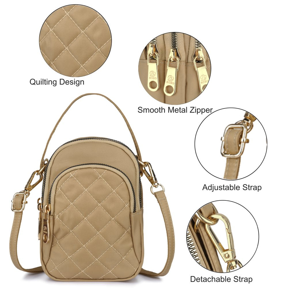 Quilted Cell Phone Purse, Multi-Pockets Crossbody Phone Pouch Bag with Adjustable Strap and Headphone Hole for Women