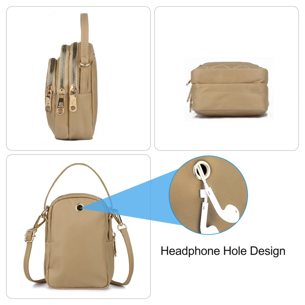 Quilted Cell Phone Purse, Multi-Pockets Crossbody Phone Pouch Bag with Adjustable Strap and Headphone Hole for Women