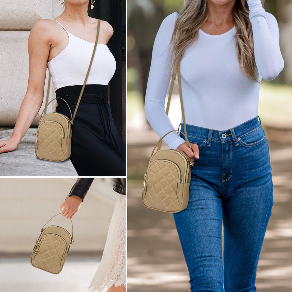 Quilted Cell Phone Purse, Multi-Pockets Crossbody Phone Pouch Bag with Adjustable Strap and Headphone Hole for Women